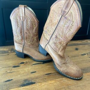 Old West Tan Kids Cowboy Boots Sz 2